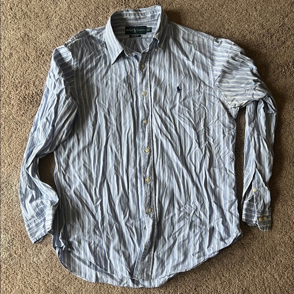 Ralph Lauren Blue and White Striped Shirt - Picture 1 of 2